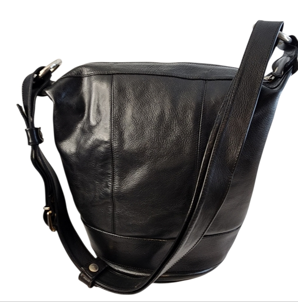 Marco Valentino Black Leather Bucket Bag Large Shoulder Bag - Picture 6 of 16